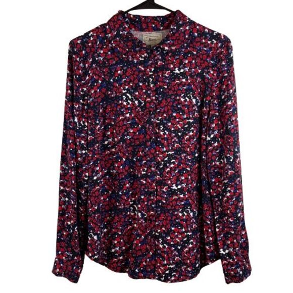GH Bass Women's Long Sleeve Shirt Medium Floral Button Up Collared Top - Picture 1 of 4